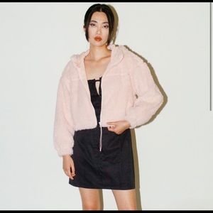 Urban Outfitters BDG Hooded Cropped Teddy Jacket